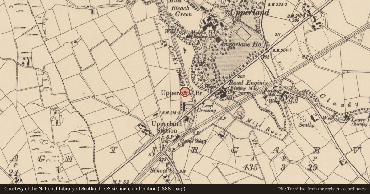 Ordnance Survey six-inch map, 2nd edition (1888–1915) covering the location of 14 Boyne Row, Mid Ulster, with a pin at the register's coordinates