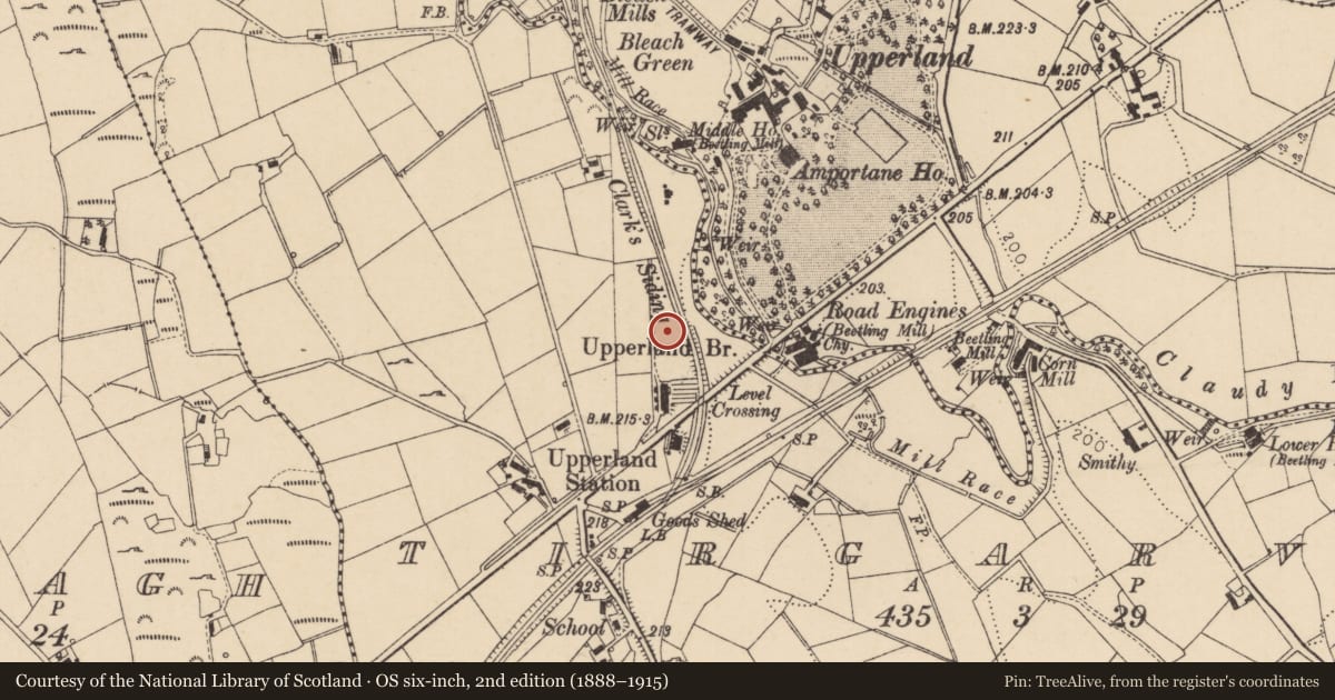 Ordnance Survey six-inch map, 2nd edition (1888–1915) covering the location of 16 Boyne Row, Mid Ulster, with a pin at the register's coordinates