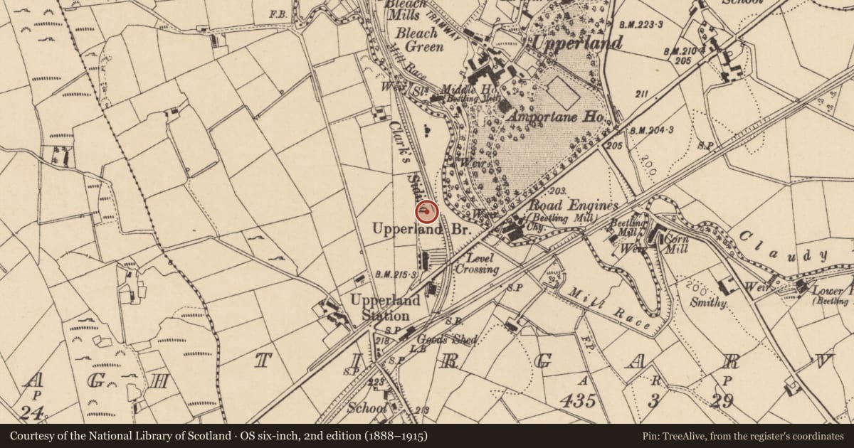 Ordnance Survey six-inch map, 2nd edition (1888–1915) covering the location of 18 Boyne Row, Mid Ulster, with a pin at the register's coordinates