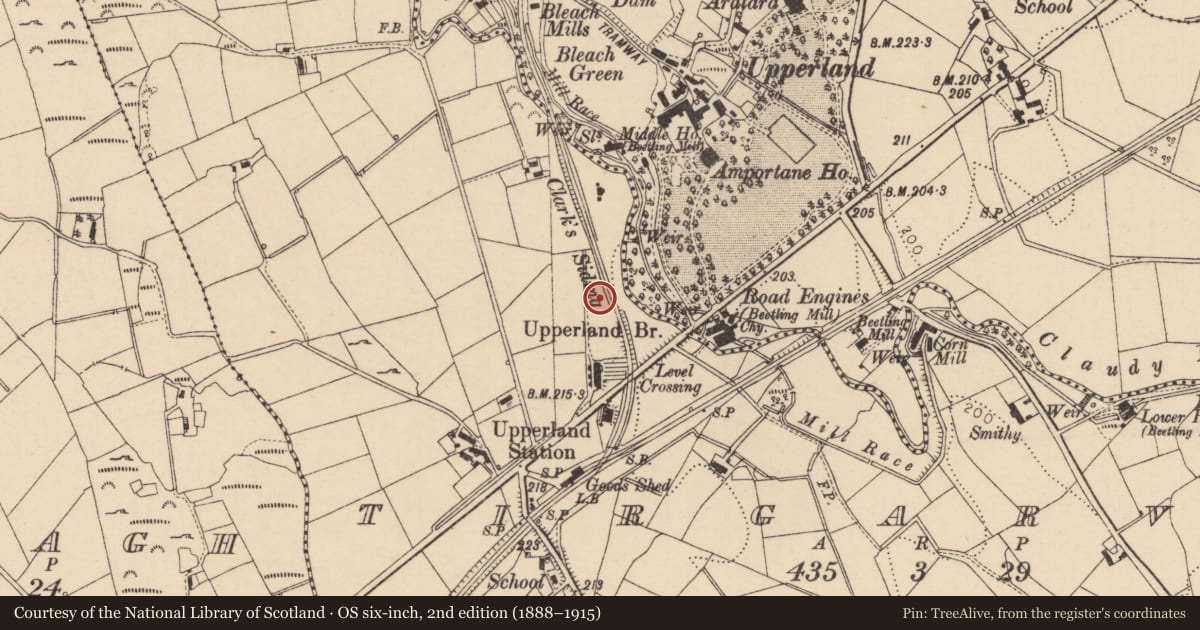 Ordnance Survey six-inch map, 2nd edition (1888–1915) covering the location of 20 Boyne Row, Mid Ulster, with a pin at the register's coordinates