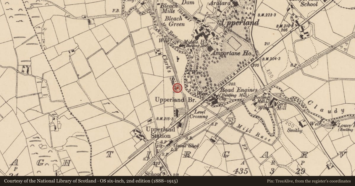 Ordnance Survey six-inch map, 2nd edition (1888–1915) covering the location of 22 Boyne Row, Mid Ulster, with a pin at the register's coordinates