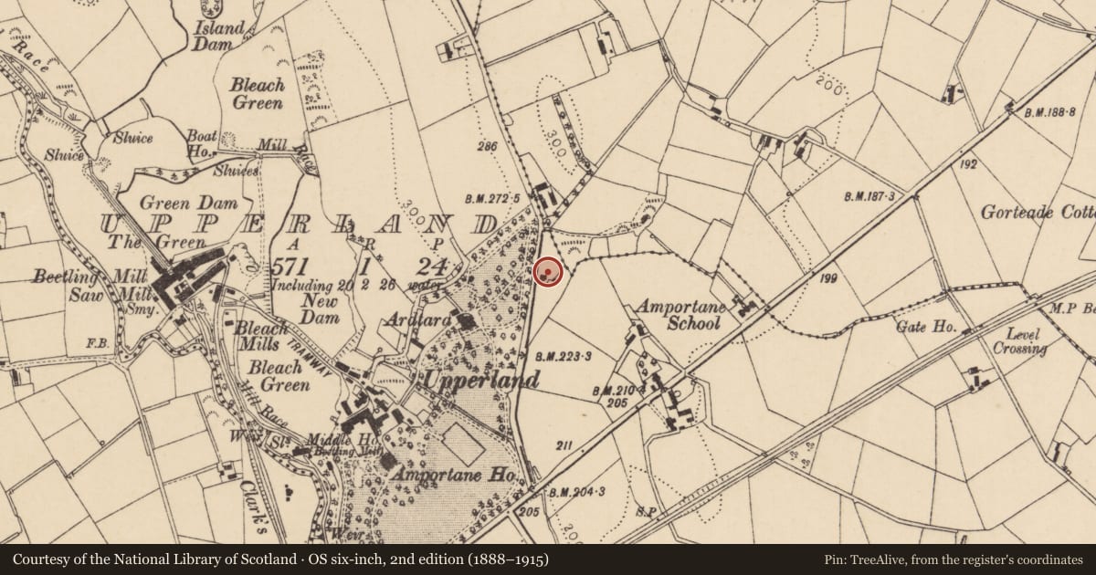 Ordnance Survey six-inch map, 2nd edition (1888–1915) covering the location of 15 Gorteade Road, Upperlands, Mid Ulster, with a pin at the register's coordinates