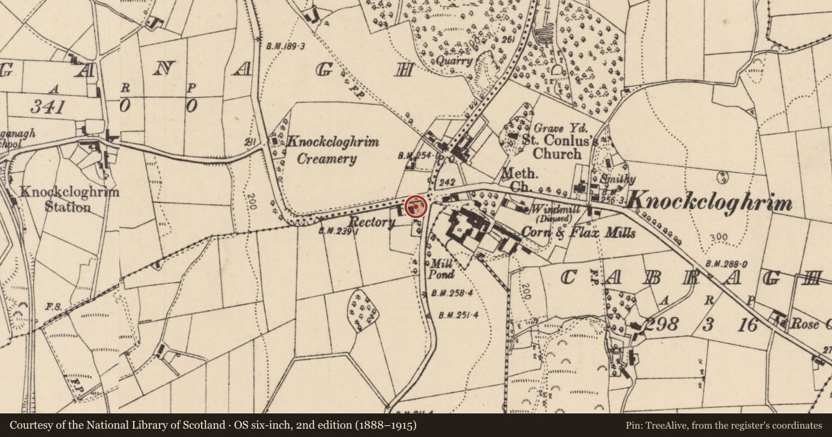 Ordnance Survey six-inch map, 2nd edition (1888–1915) covering the location of HOUSE, Mid Ulster, with a pin at the register's coordinates