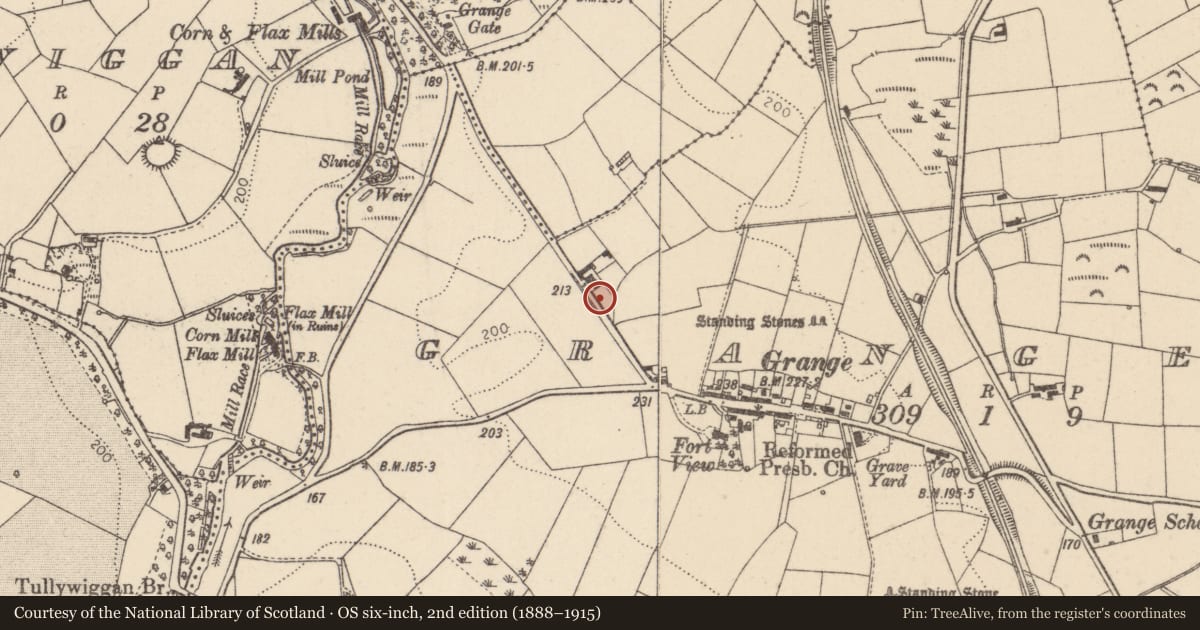 Ordnance Survey six-inch map, 2nd edition (1888–1915) covering the location of Telephone Kiosk, Grange, with a pin at the register's coordinates