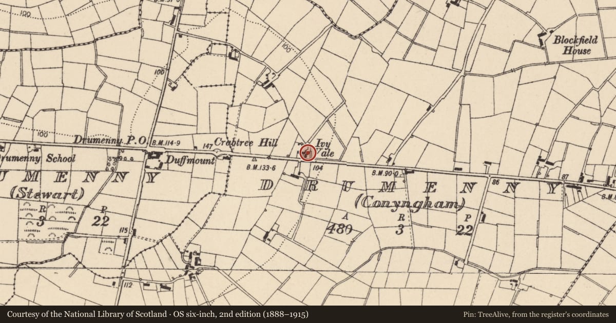 Ordnance Survey six-inch map, 2nd edition (1888–1915) covering the location of 92 Battery Road, Drumenny (Conyngham), Mid Ulster, with a pin at the register's coordinates