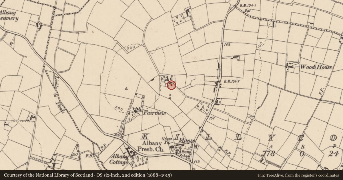 Ordnance Survey six-inch map, 2nd edition (1888–1915) covering the location of 50 Killycolpy Road, Mid Ulster, with a pin at the register's coordinates