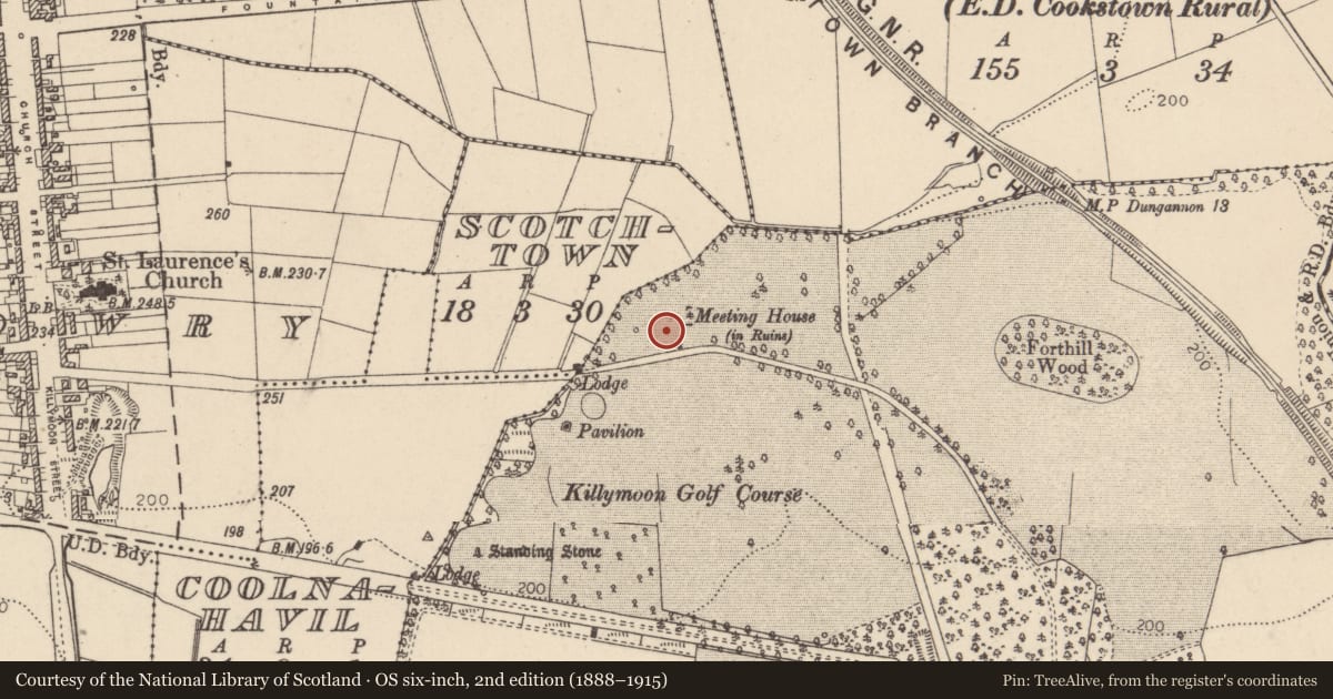 Ordnance Survey six-inch map, 2nd edition (1888–1915) covering the location of Gate Lodge, 144 Killymoon Road, Cookstown, Co Tyrone, BT80 8TW, Mid Ulster, with a pin at the register's coordinates
