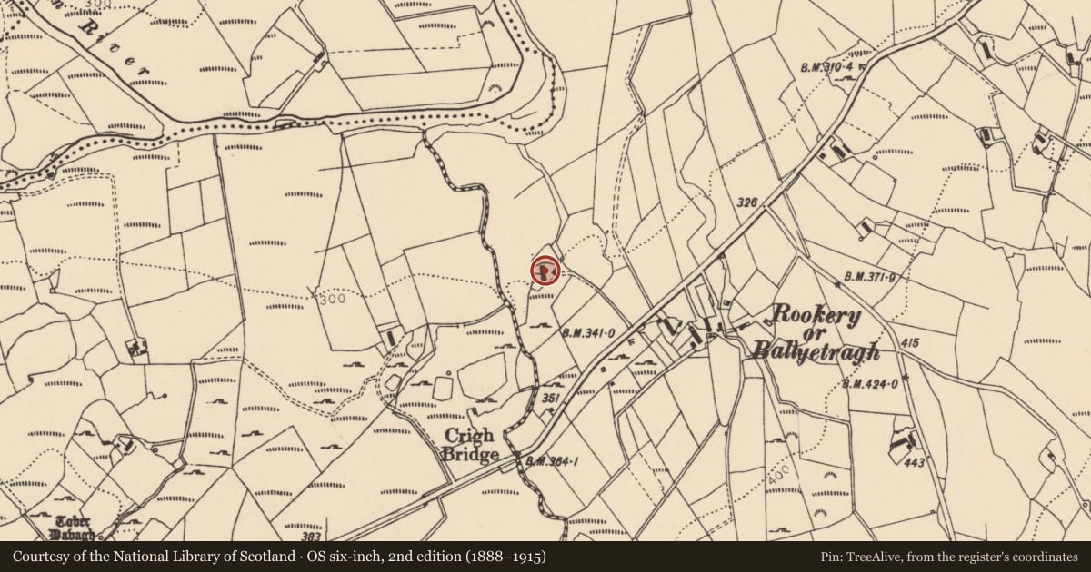 Ordnance Survey six-inch map, 2nd edition (1888–1915) covering the location of 51 Ballymongan Road, Derry City and Strabane, with a pin at the register's coordinates