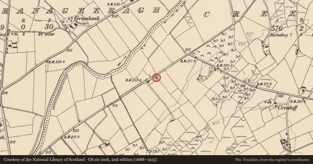 Ordnance Survey six-inch map, 2nd edition (1888–1915) covering the location of Gospel Hall, Derry City and Strabane, with a pin at the register's coordinates