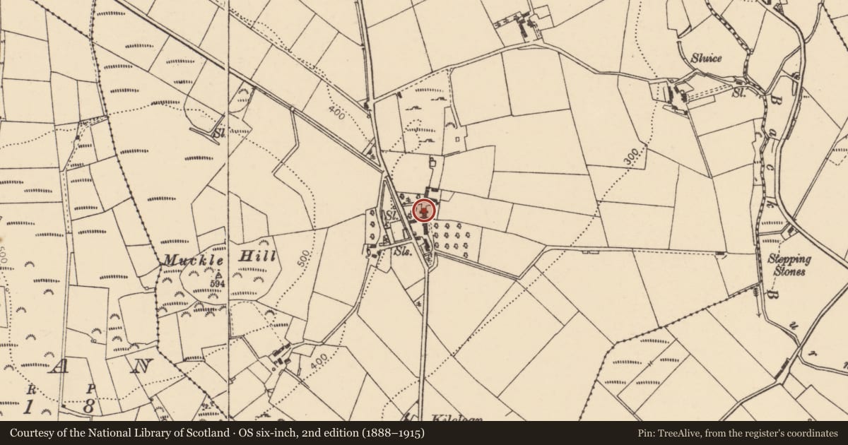 Ordnance Survey six-inch map, 2nd edition (1888–1915) covering the location of 9 Barleyhill Road, Kilclean, Derry City and Strabane, with a pin at the register's coordinates