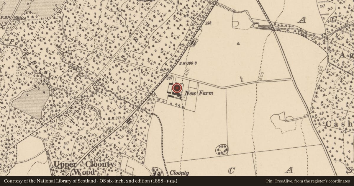 Ordnance Survey six-inch map, 2nd edition (1888–1915) covering the location of Barons Court Farm, Baronscourt Road, Newtownstewart, BT78 4EZ, Derry City and Strabane, with a pin at the register's coordinates