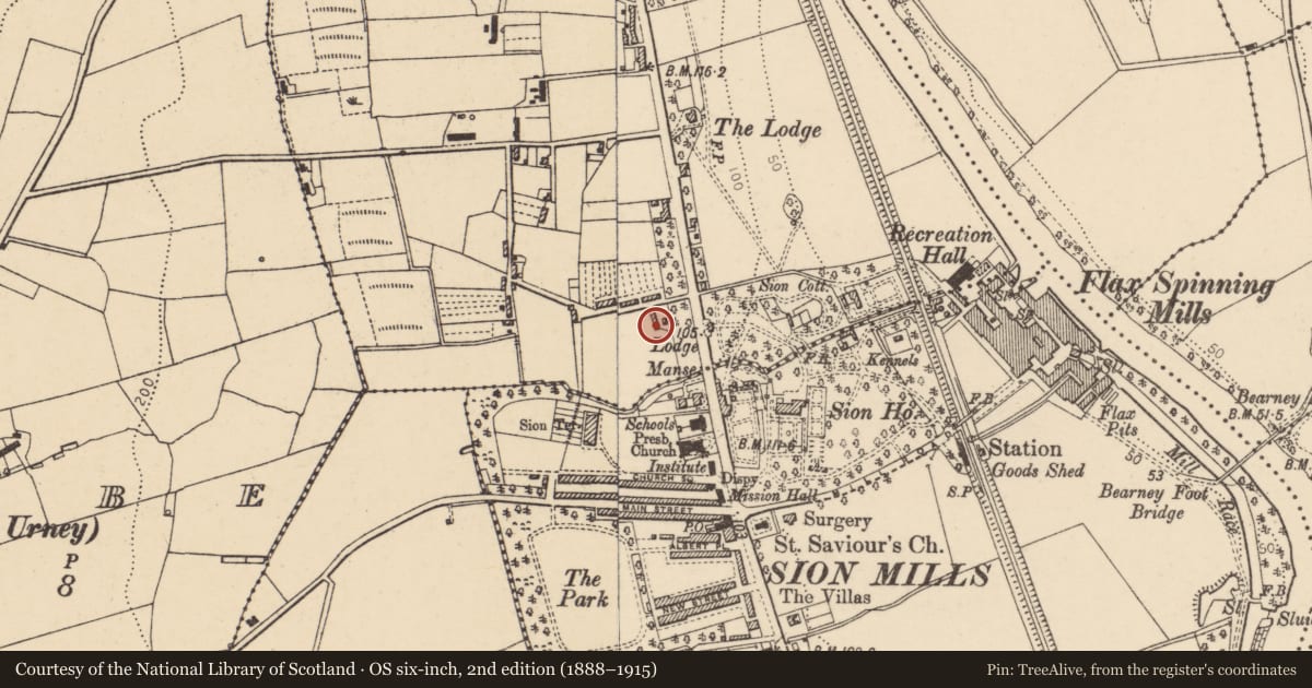 Ordnance Survey six-inch map, 2nd edition (1888–1915) covering the location of St Theresa's RC Church, Liggartown, Derry City and Strabane, with a pin at the register's coordinates