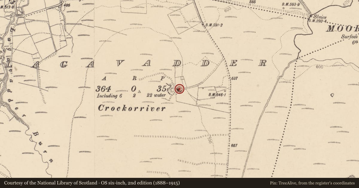 Ordnance Survey six-inch map, 2nd edition (1888–1915) covering the location of Moorlough Shooting Lodge, Napple Road, Dunamanagh, Co Tyrone BT82 0RL, Lagavadder, Derry City and Strabane, with a pin at the register's coordinates