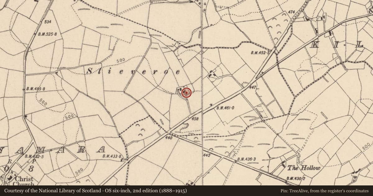 Ordnance Survey six-inch map, 2nd edition (1888–1915) covering the location of Dromore Road, Trillick, Co Tyrone, BT78 3SU, Fermanagh and Omagh, with a pin at the register's coordinates