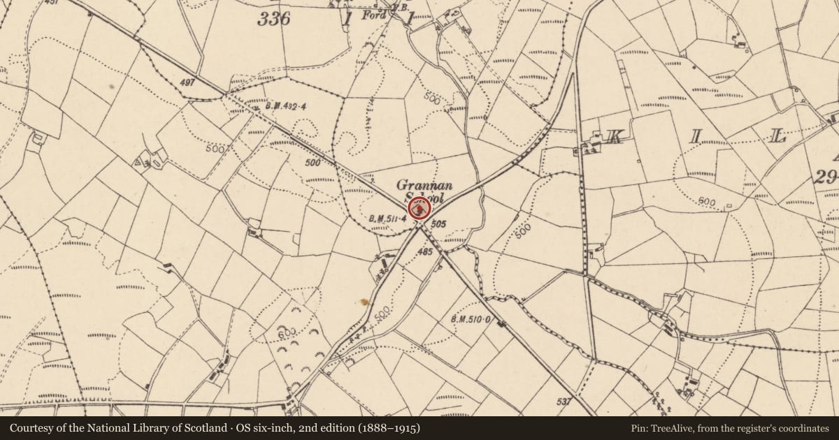 Ordnance Survey six-inch map, 2nd edition (1888–1915) covering the location of Grannan Primary School, Greenan Road, Trillick, Omagh, co Tyrone BT78 3SJ, Fermanagh and Omagh, with a pin at the register's coordinates