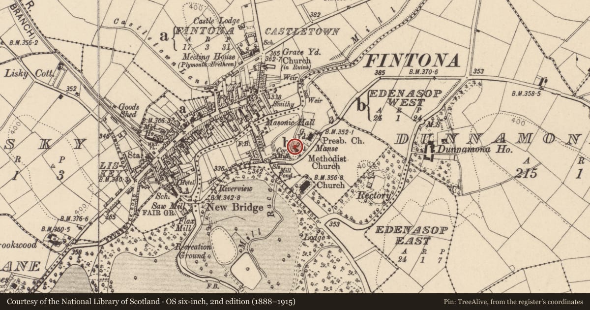 Ordnance Survey six-inch map, 2nd edition (1888–1915) covering the location of Methodist Church, Edenasop West, Fermanagh and Omagh, with a pin at the register's coordinates