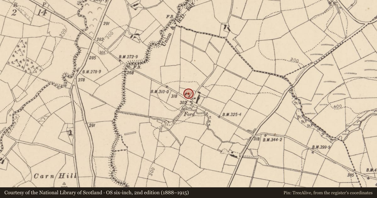 Ordnance Survey six-inch map, 2nd edition (1888–1915) covering the location of 19 Segully Road, Fermanagh and Omagh, with a pin at the register's coordinates