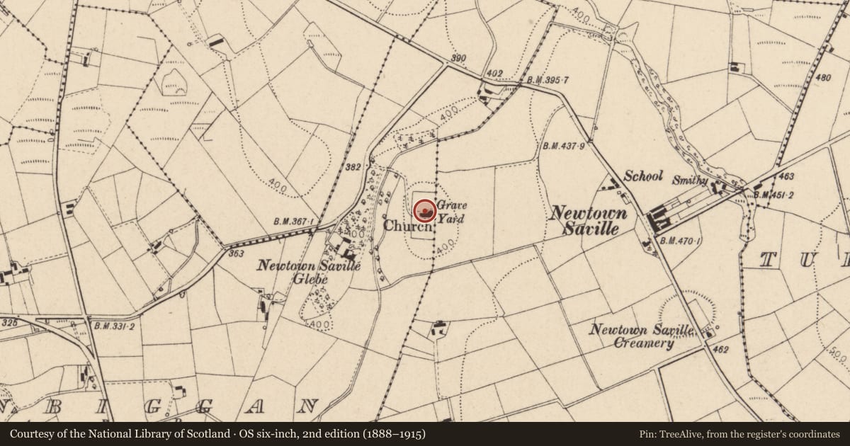Ordnance Survey six-inch map, 2nd edition (1888–1915) covering the location of St. Mark’s Church (C of. I.), Dunbiggan, Fermanagh and Omagh, with a pin at the register's coordinates