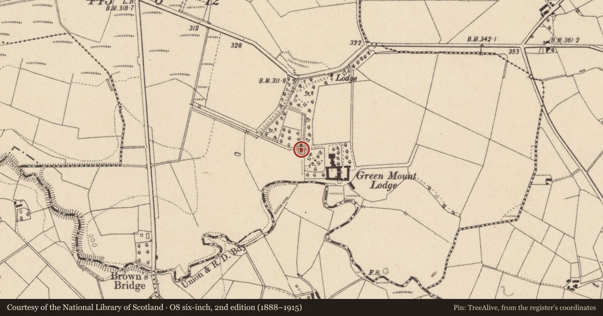 Ordnance Survey six-inch map, 2nd edition (1888–1915) covering the location of Gate Lodge, Beagh, Fermanagh and Omagh, with a pin at the register's coordinates