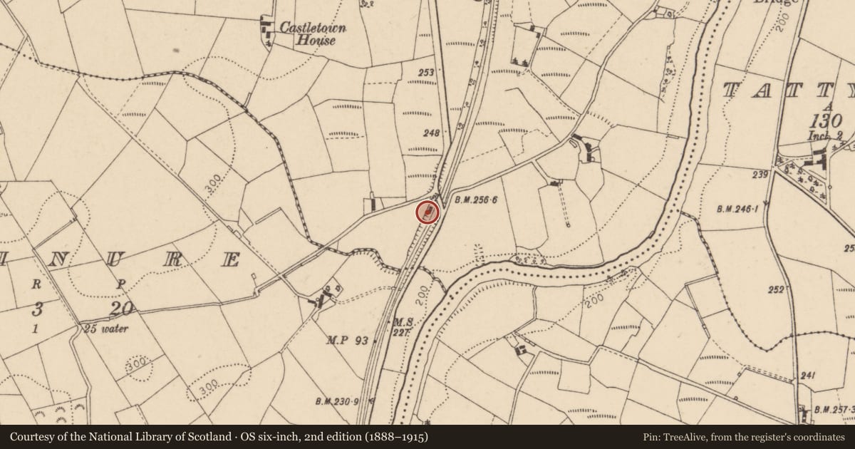 Ordnance Survey six-inch map, 2nd edition (1888–1915) covering the location of Bridge 5, Fermanagh and Omagh, with a pin at the register's coordinates