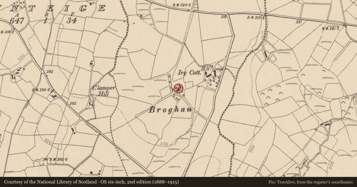 Ordnance Survey six-inch map, 2nd edition (1888–1915) covering the location of House, Glasmullagh, Fermanagh and Omagh, with a pin at the register's coordinates