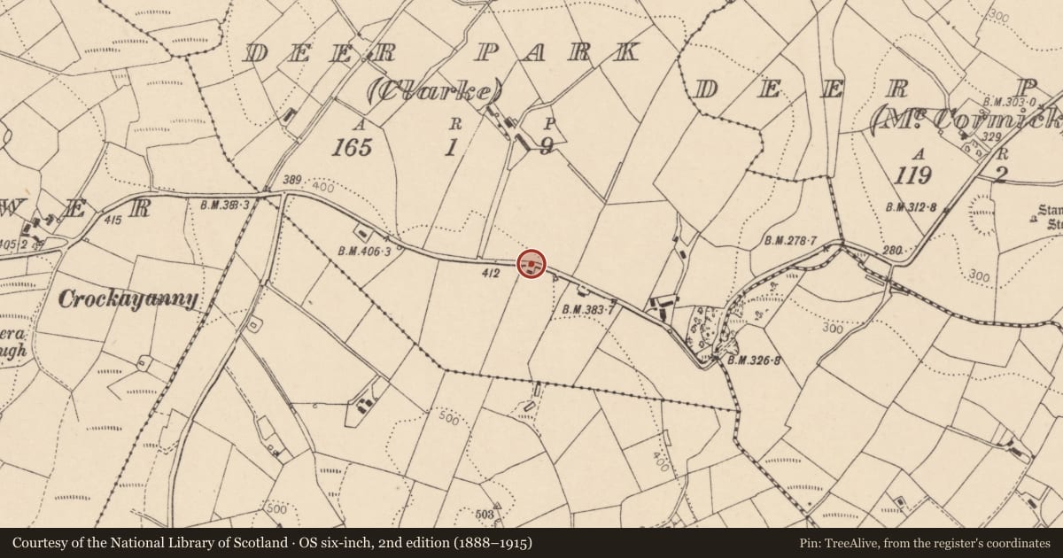 Ordnance Survey six-inch map, 2nd edition (1888–1915) covering the location of House, Deerpark (Clarke), Fermanagh and Omagh, with a pin at the register's coordinates