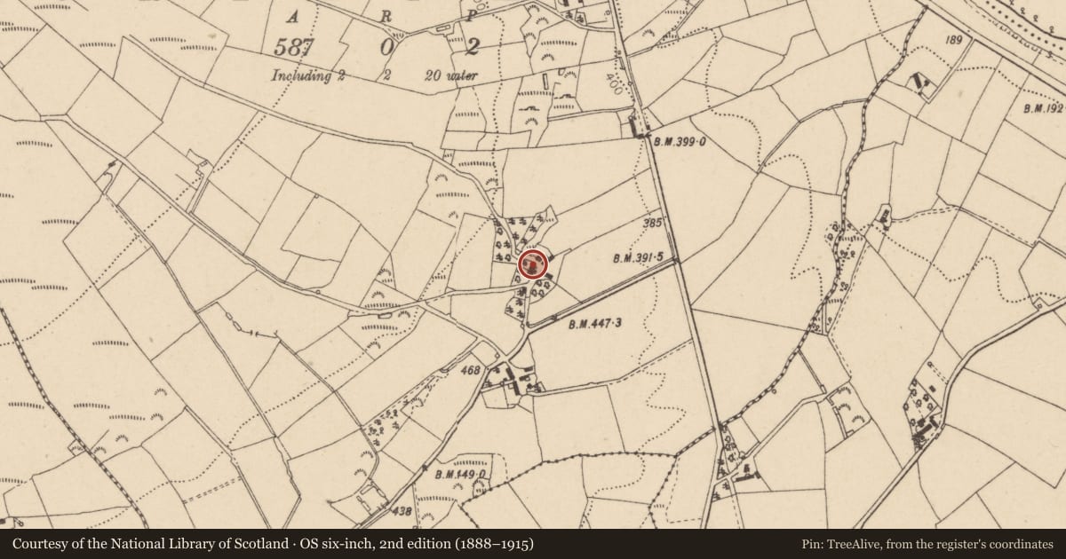 Ordnance Survey six-inch map, 2nd edition (1888–1915) covering the location of Gortnacreagh Road, Gortinagin, Fermanagh and Omagh, with a pin at the register's coordinates