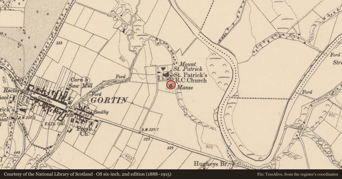 Ordnance Survey six-inch map, 2nd edition (1888–1915) covering the location of Glenview, Fermanagh and Omagh, with a pin at the register's coordinates
