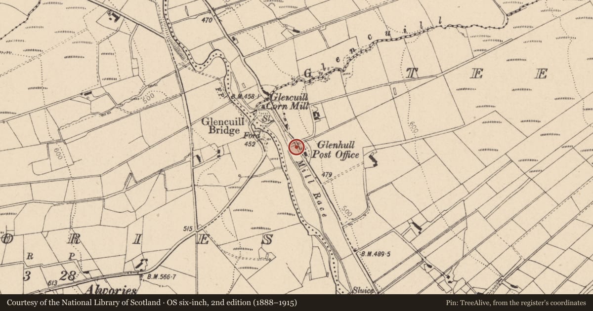 Ordnance Survey six-inch map, 2nd edition (1888–1915) covering the location of Telephone Kiosk, Teebane East, Omagh, with a pin at the register's coordinates