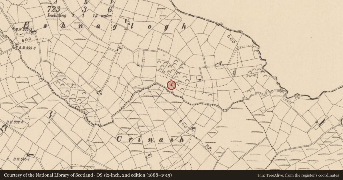 Ordnance Survey six-inch map, 2nd edition (1888–1915) covering the location of Sweat House, Corragunt, Fermanagh and Omagh, with a pin at the register's coordinates