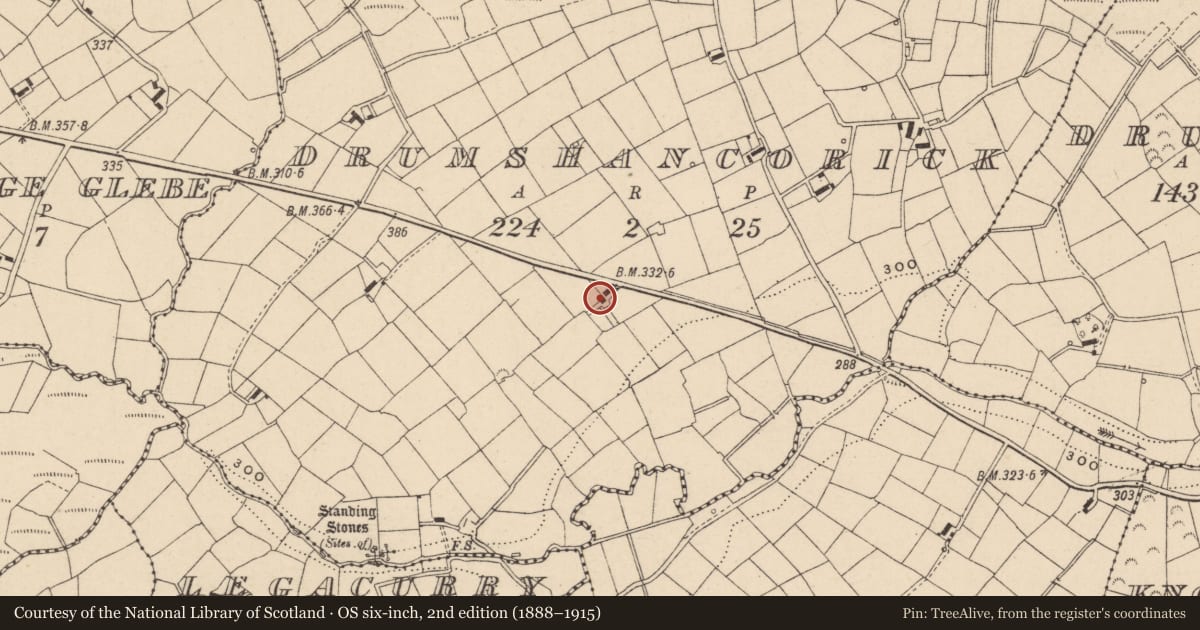 Ordnance Survey six-inch map, 2nd edition (1888–1915) covering the location of House, Drumshancorick, Fermanagh and Omagh, with a pin at the register's coordinates