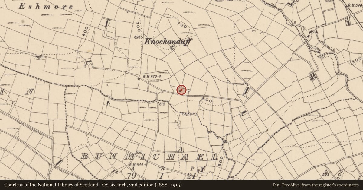 Ordnance Survey six-inch map, 2nd edition (1888–1915) covering the location of House, Bunlougher, Fermanagh and Omagh, with a pin at the register's coordinates