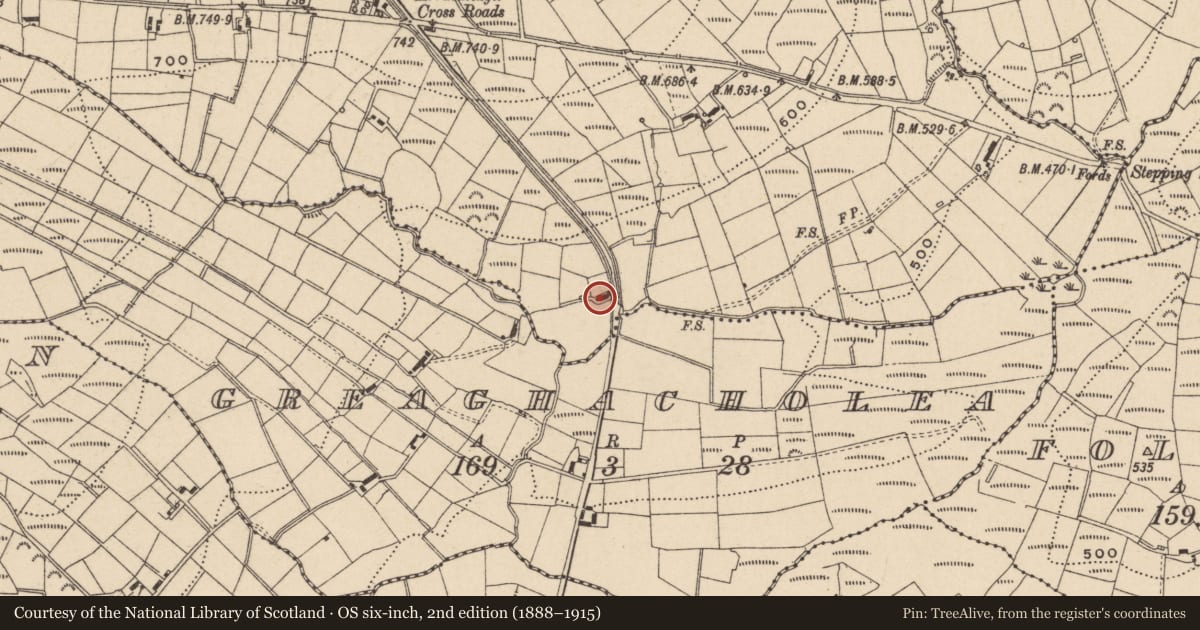 Ordnance Survey six-inch map, 2nd edition (1888–1915) covering the location of House, Errasallagh, Fermanagh and Omagh, with a pin at the register's coordinates