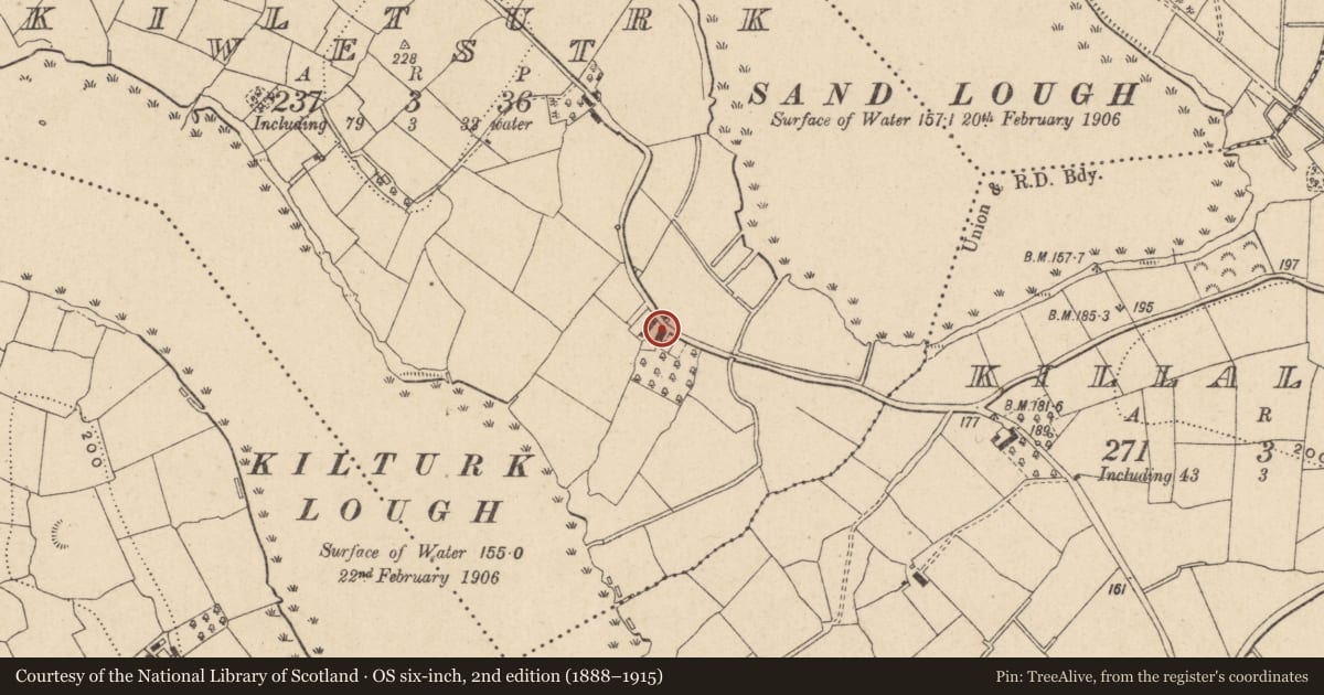 Ordnance Survey six-inch map, 2nd edition (1888–1915) covering the location of House, Kilturk West, Fermanagh and Omagh, with a pin at the register's coordinates