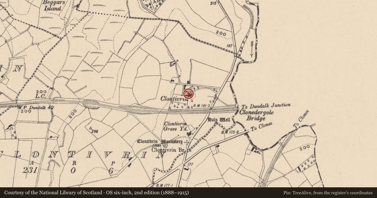 Ordnance Survey six-inch map, 2nd edition (1888–1915) covering the location of House, Clontivrin, Fermanagh and Omagh, with a pin at the register's coordinates