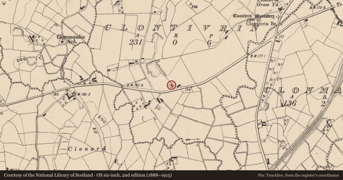 Ordnance Survey six-inch map, 2nd edition (1888–1915) covering the location of Lim kilns, Clontivrin, Fermanagh and Omagh, with a pin at the register's coordinates