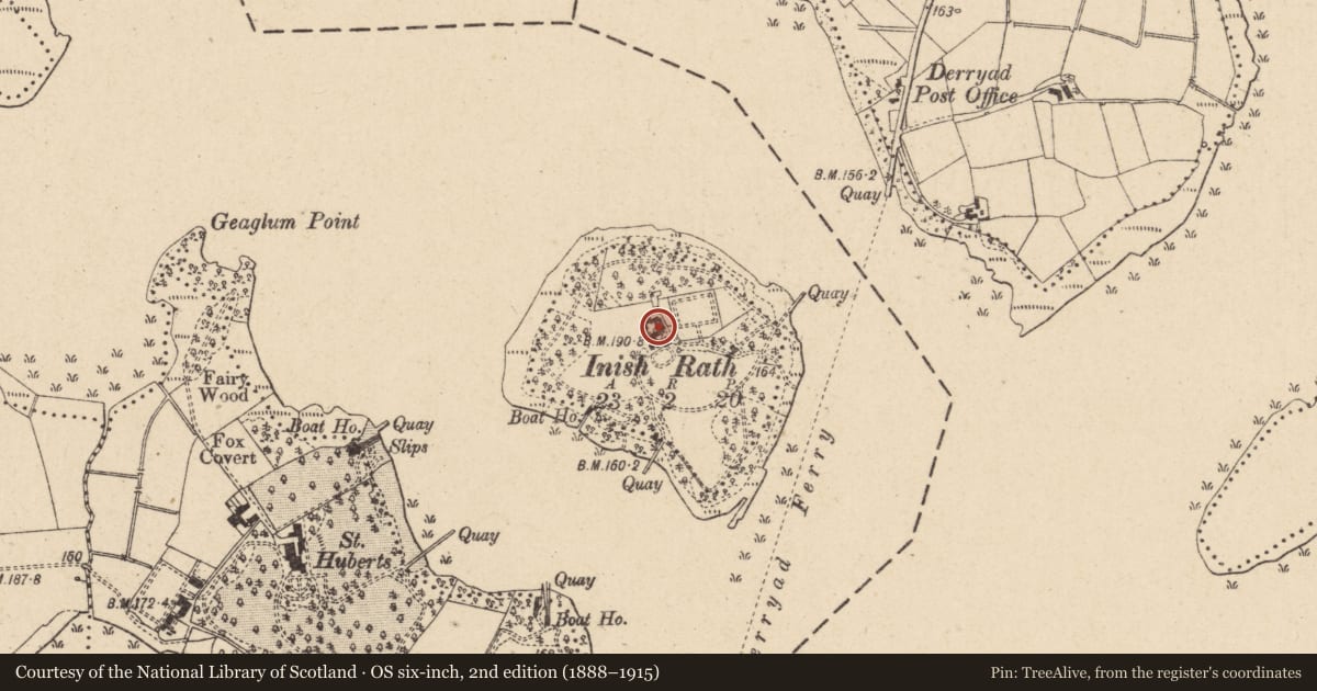 Ordnance Survey six-inch map, 2nd edition (1888–1915) covering the location of INISHRATH, Fermanagh and Omagh, with a pin at the register's coordinates