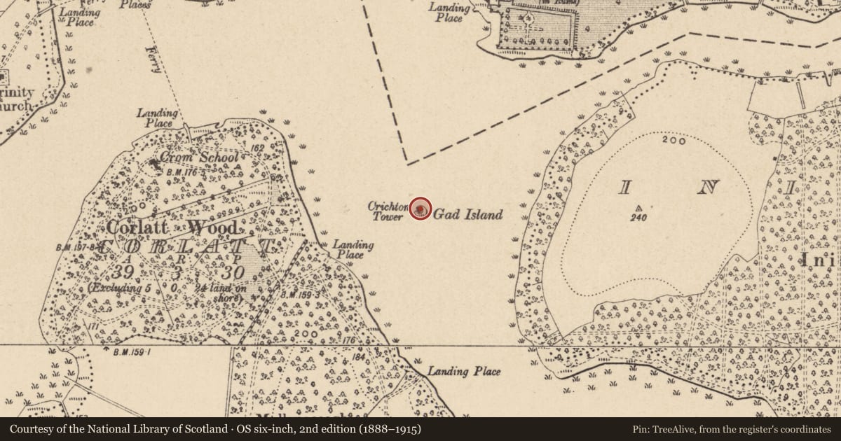 Ordnance Survey six-inch map, 2nd edition (1888–1915) covering the location of Folly Tower, Fermanagh and Omagh, with a pin at the register's coordinates