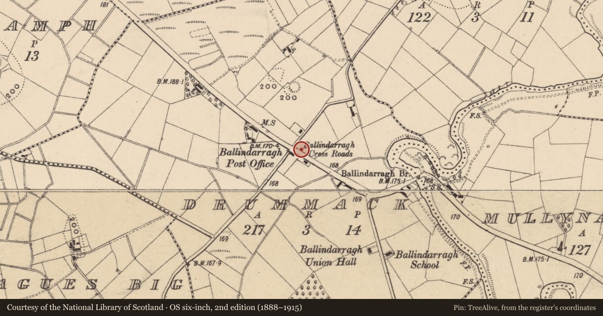 Ordnance Survey six-inch map, 2nd edition (1888–1915) covering the location of Telephone Kiosk, Drummack, with a pin at the register's coordinates