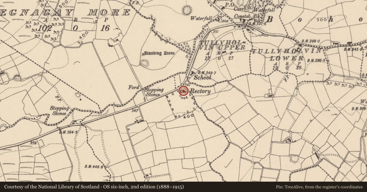 Ordnance Survey six-inch map, 2nd edition (1888–1915) covering the location of 132 Boho Road, Fermanagh and Omagh, with a pin at the register's coordinates