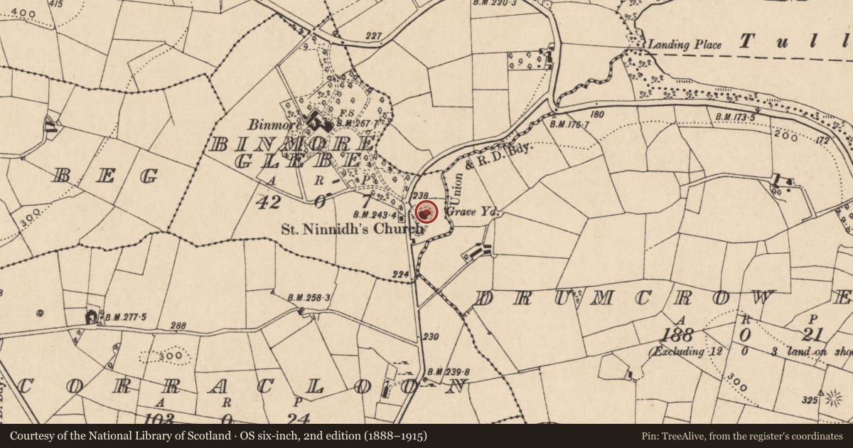 Ordnance Survey six-inch map, 2nd edition (1888–1915) covering the location of Inishmacsaint Parish Church (ST.NINNIDH'S C OF I), Fermanagh and Omagh, with a pin at the register's coordinates