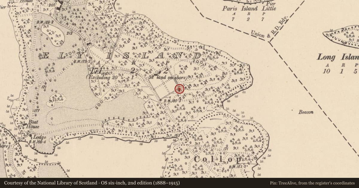 Ordnance Survey six-inch map, 2nd edition (1888–1915) covering the location of The Garden House, Fermanagh and Omagh, with a pin at the register's coordinates