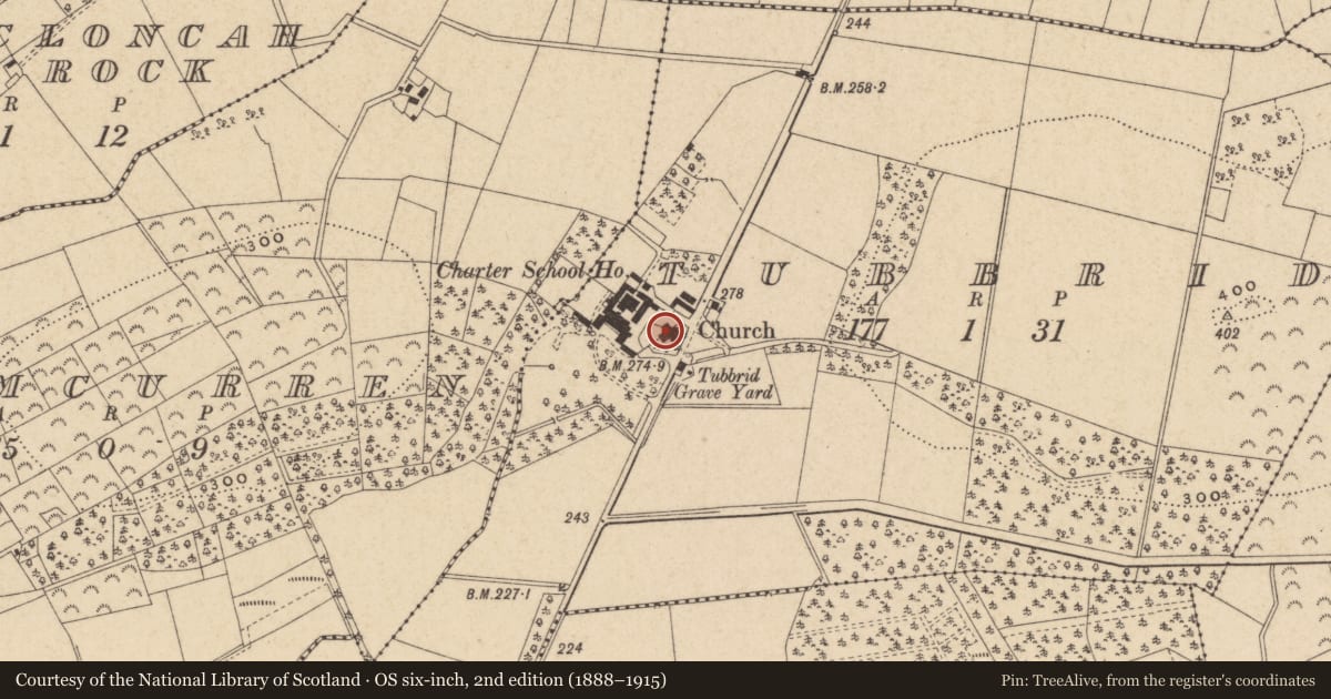 Ordnance Survey six-inch map, 2nd edition (1888–1915) covering the location of Drumkeeran Parish Church, Fermanagh and Omagh, with a pin at the register's coordinates