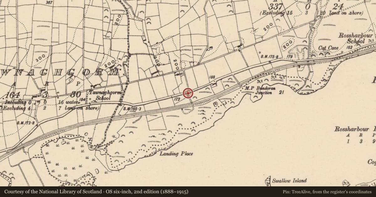 Ordnance Survey six-inch map, 2nd edition (1888–1915) covering the location of Telephone Kiosk, Rossharbour, with a pin at the register's coordinates
