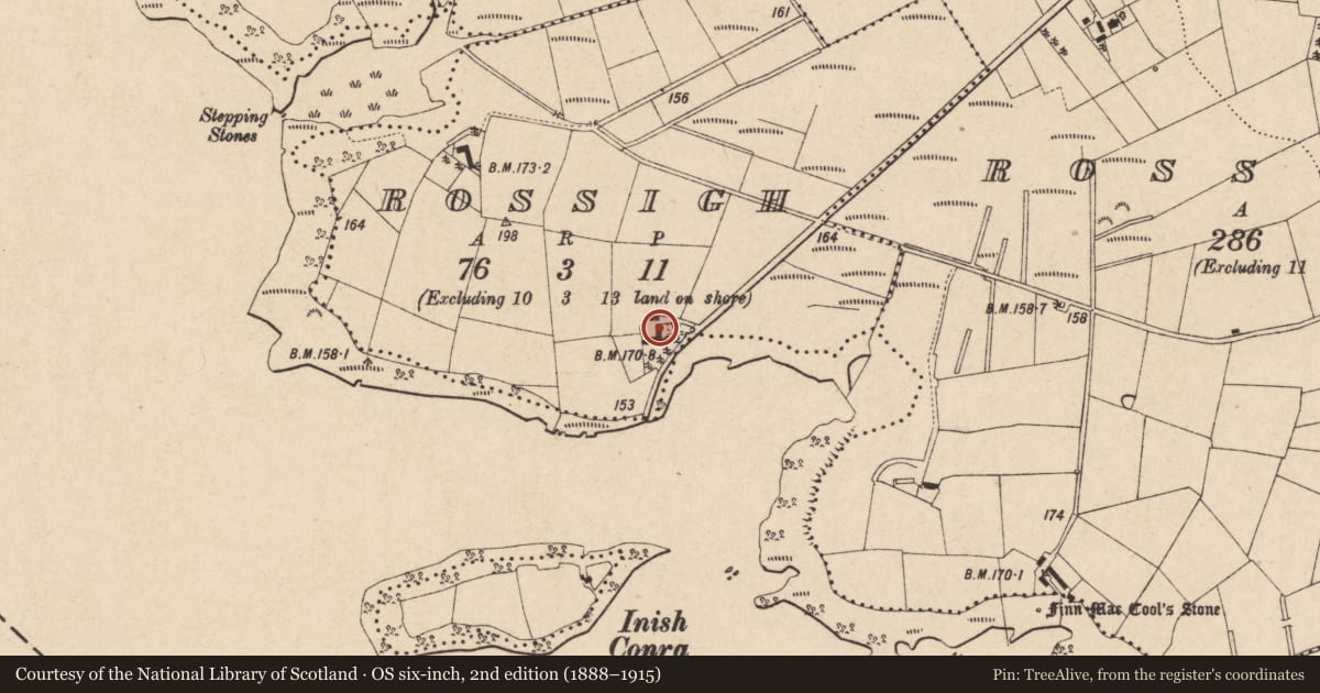 Ordnance Survey six-inch map, 2nd edition (1888–1915) covering the location of COTTAGE, Fermanagh and Omagh, with a pin at the register's coordinates