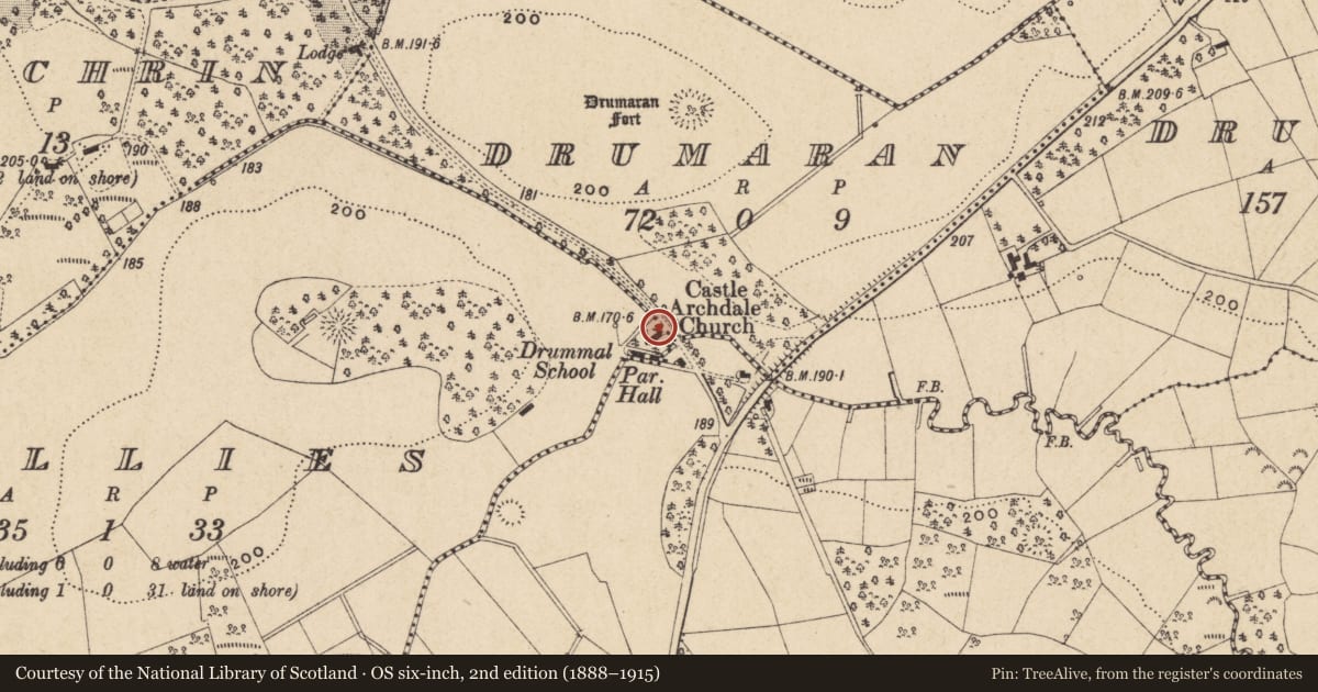 Ordnance Survey six-inch map, 2nd edition (1888–1915) covering the location of TOWER, Fermanagh and Omagh, with a pin at the register's coordinates