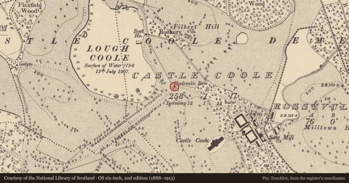 Ordnance Survey six-inch map, 2nd edition (1888–1915) covering the location of Old Pump House, Fermanagh and Omagh, with a pin at the register's coordinates