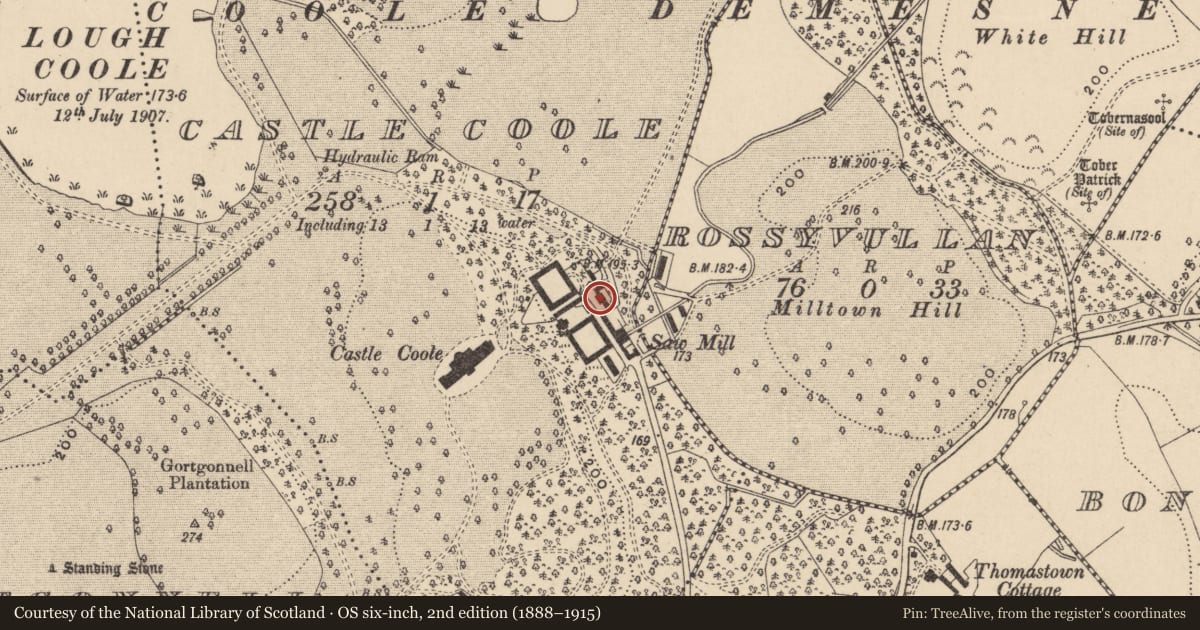 Ordnance Survey six-inch map, 2nd edition (1888–1915) covering the location of Former Steward'S House, Fermanagh and Omagh, with a pin at the register's coordinates