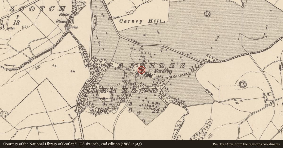 Ordnance Survey six-inch map, 2nd edition (1888–1915) covering the location of OUTBUILDINGS, Mid Ulster, with a pin at the register's coordinates