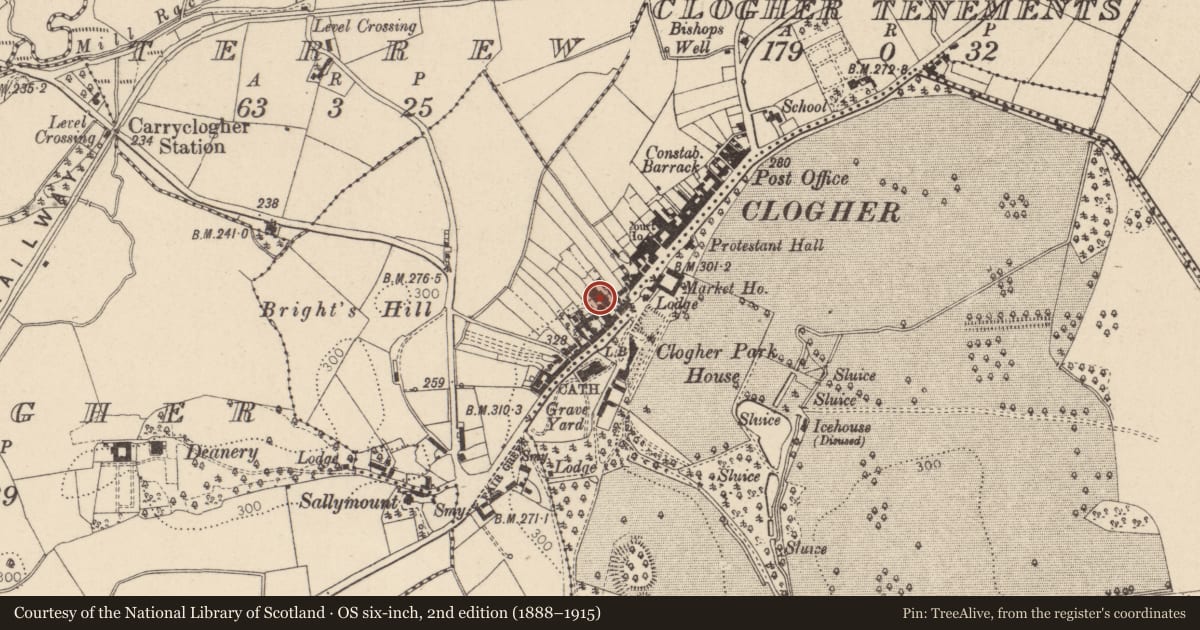 Ordnance Survey six-inch map, 2nd edition (1888–1915) covering the location of Rear Of 83 Main St., Mid Ulster, with a pin at the register's coordinates